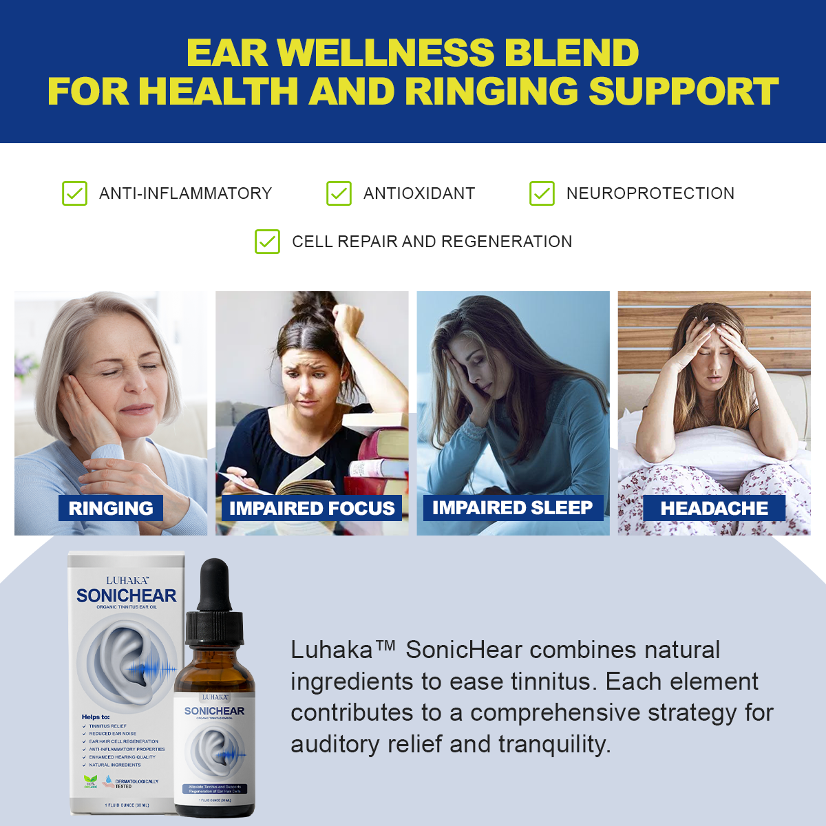 Luhaka™ SonicHear Organic Tinnitus Ear Health Oil 🔥Limited Time Offer🔥 2